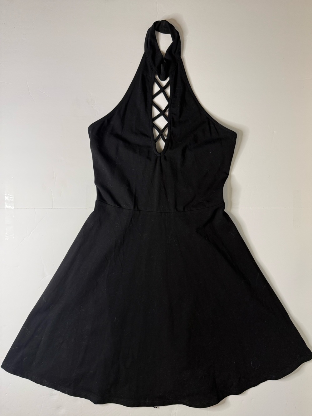 Express Black Sleeveless Mini Dress with Lattice Back